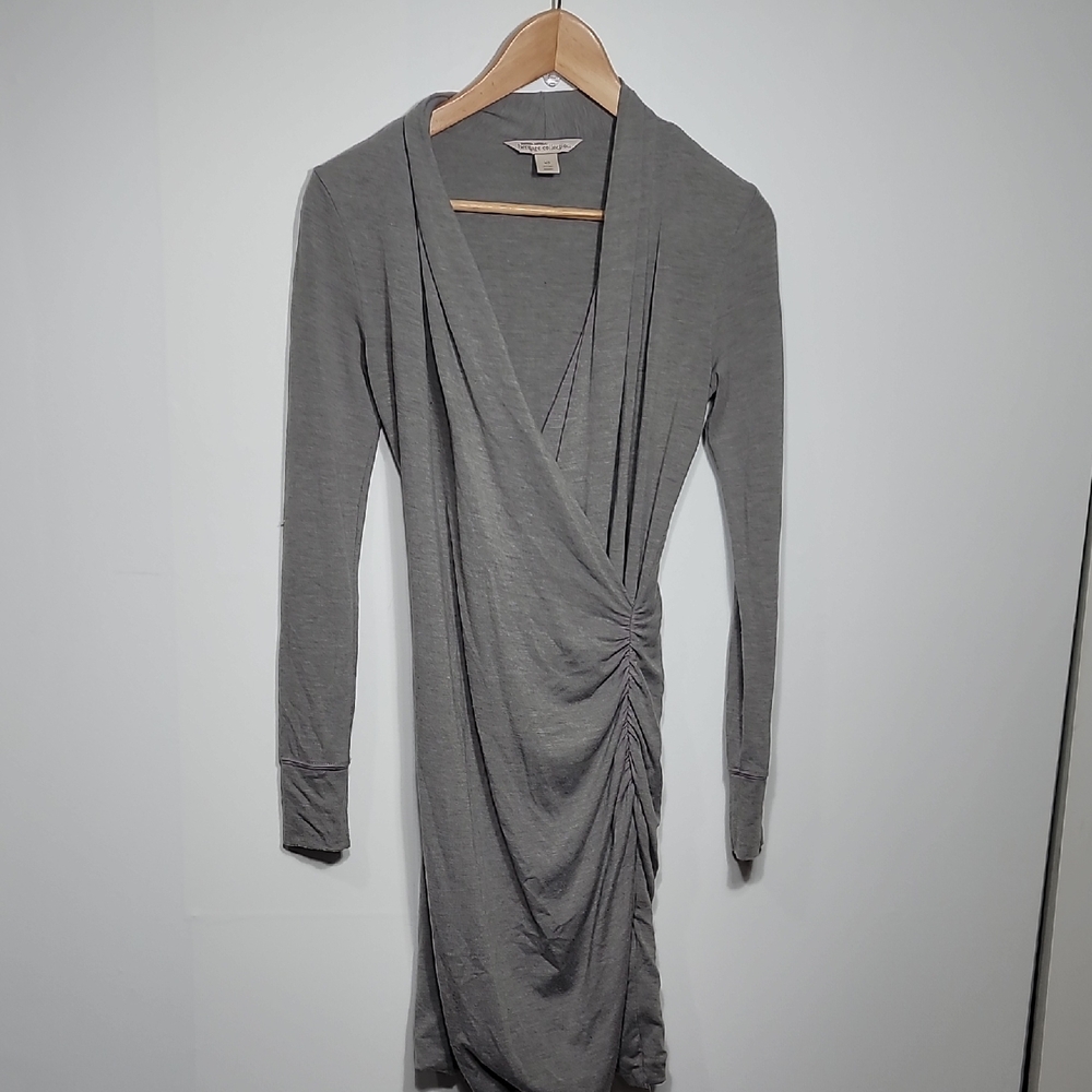 Banana Republic Gray Long Sleeve Wrap Around Ruched Dress